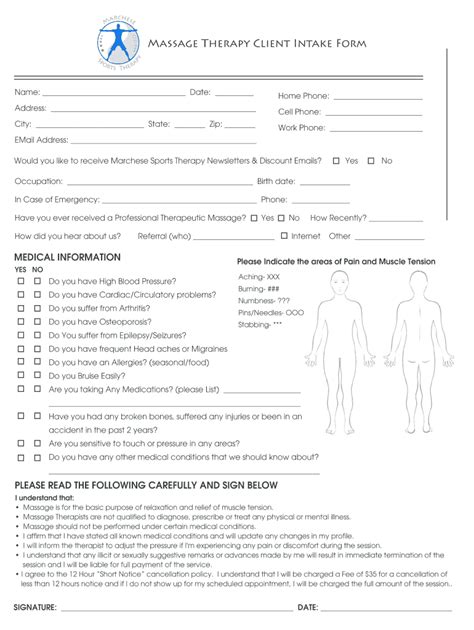 Digital Massage Intake Form Fill Out Sign Online DocHub