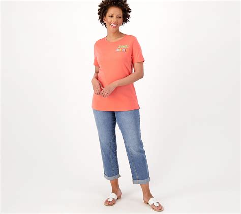 Quacker Factory Set Of Two Summer Sweet Short Sleeve Tops