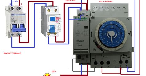 CONEXION RELOJ HORARIO CONTACTOR Esquemas eléctricos