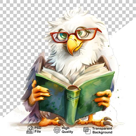 Premium Psd An Eagle Reading A Book With Glasses Reading A Book