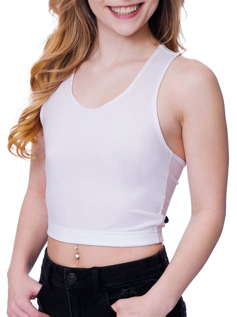 Womens Firm Compression Racerback Crop Top Chest Binder And Minimizer