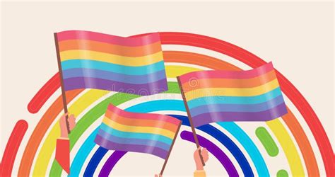 Digital Animation Of Hands Holding Gay Pride Flags Over Rainbow Circle