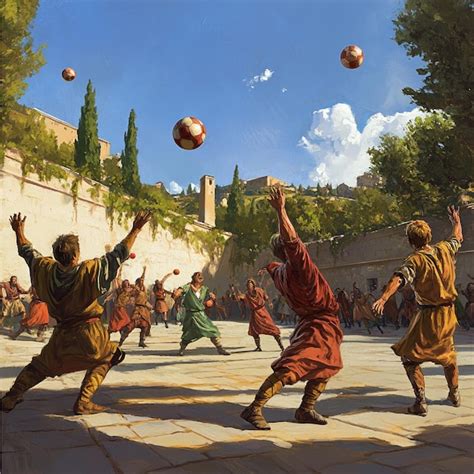 A Dodgeball Game In Progress With Players Dodging And Throwing Balls