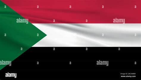 Waving Sudan Flag Official Colors And Ratio Correct Sudan National