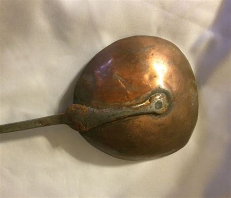 1800s Primitive Antique Copper Ladle Spoon 16 Hand Forged Hammered