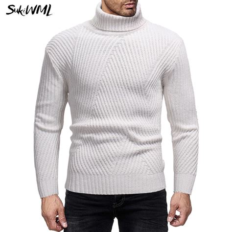 Sukiwml Turtleneck Men Brand Winter Men Turtleneck Sweater Slim