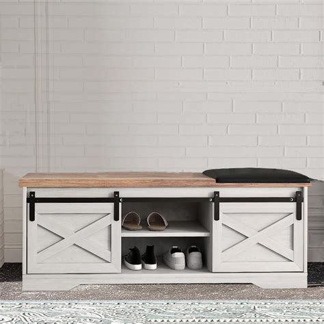 Amazon Bowery Hill Drawer Entryway Storage Cubby Bench In White