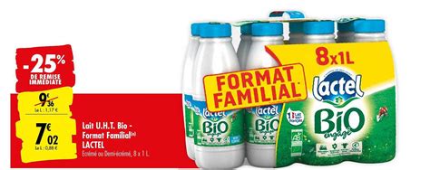 Promo Lait U h t Bio Format Familial Lactel 25 De Remise Immédiate