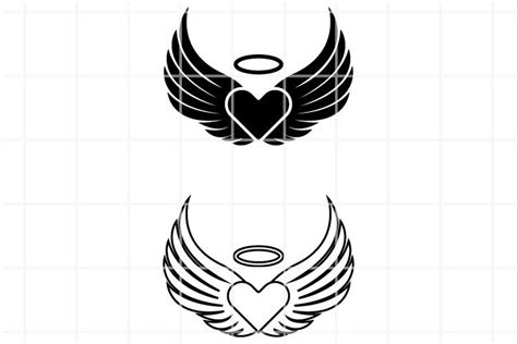 Angel Wings SVG. Wings with heart SVG. Heart wings (961093)