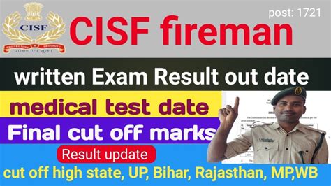 Cisf Fireman Written Exam Result Date Cisf Constable Fireman Medical