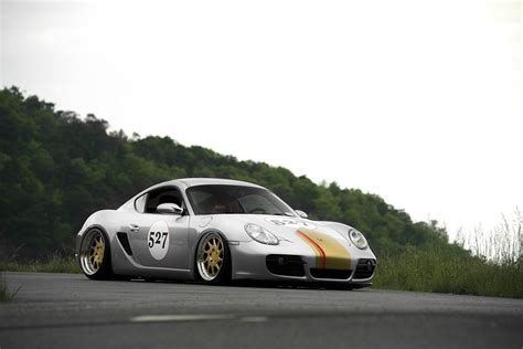 Slammed Porsche Cayman With Classic Racing Livery and Rotiform Rims ...