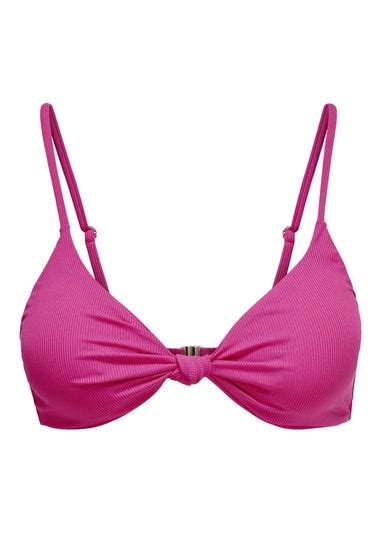 Only Pink Sienna Ribbed Knot Bikini Top Matalan