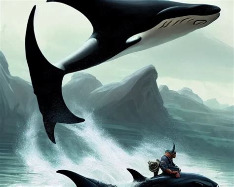 Old Man Riding An Orca Deep Focus D And D Fantasy Stable Diffusion
