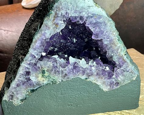 Standing Amethyst Cathedral Cut Base Druze Geode Amethyst Etsy