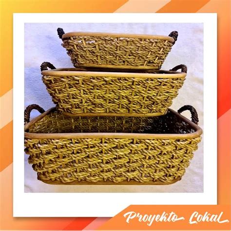 Proyekto Lokal 3 Pcs Rectangular Rattan Storage Rattan Box All
