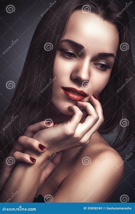 Vogue Style Glamour Portrait Beautiful Delicate Woman Stock Photo