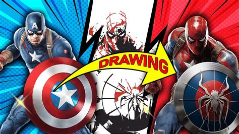 Drawing Captain America In Spider Man Costume Marvel Asspider Youtube