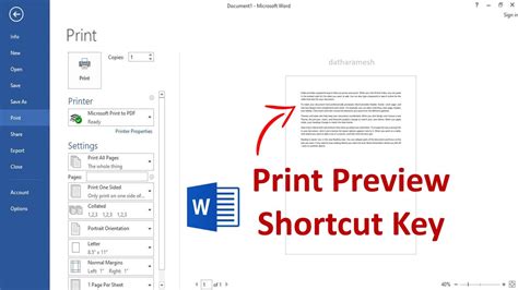 Print Preview Shortcut Key In Ms Word Youtube