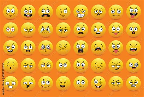 Big Set Of Emoticon Smile Icons Cartoon Emoji Set Vector Emoticon Set