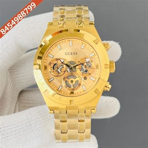 Guess Continental Multifunction Steel Golden Watch Gold Dial Swiss