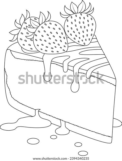 Hand Drawn Illustration Strawberry Cheesecake Coloring Page Stock Vector Royalty Free