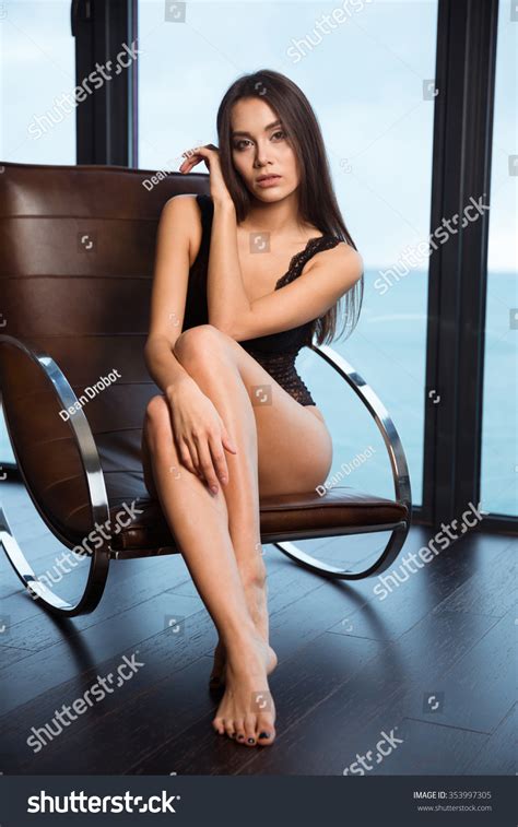 Portrait Beautiful Woman Lingerie Sitting On Stock Photo Shutterstock