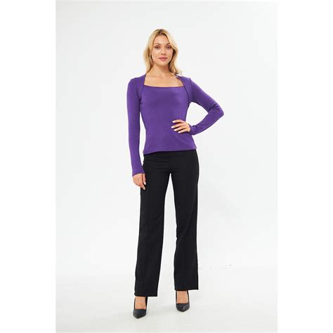 Jacksons Purple Rib Swan Neck Top Montivo