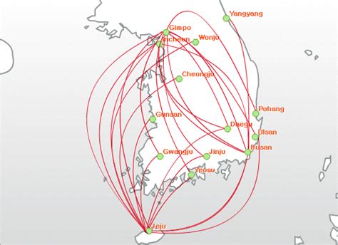 Korean Air route map - domestic routes