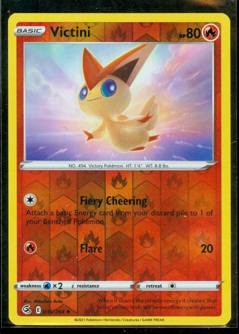 Pokemon Victini 036264 Fusion Strike Rev Holo Mint Ebay