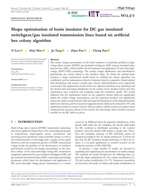 Pdf Shape Optimisation Of Basin Insulator For Dc Gas Insulated