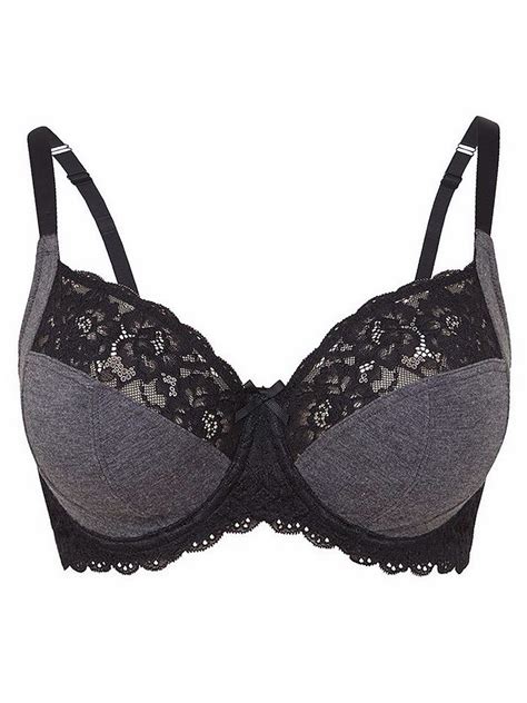 Fandf Fandf Grey Modal Blend Contrast Lace Wired Full Cup Bra Size 32 Dd Cup