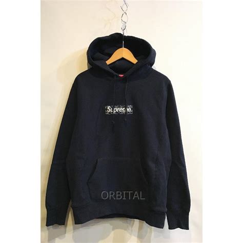 二子玉 Supreme シュプリーム 19aw Bandana Box Logo Hooded Sweatshirt バンダナボックスロゴスウェットフーディ― ネイビー M Nkt