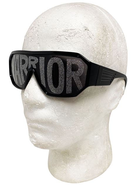 Macho Wrestler Sunglasses Silver Warrior On Black Lens With Black Frame