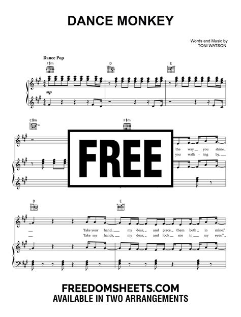 Tones And I Dance Monkey 100 Free Sheet Music Piano Sheet Music