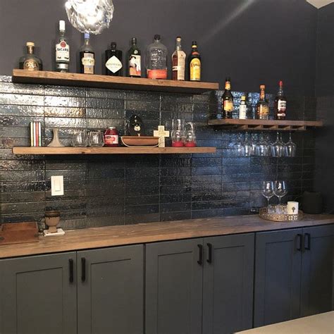 Perfect Floating Shelves Wet Bar Solid Oak Kitchen Cabinets