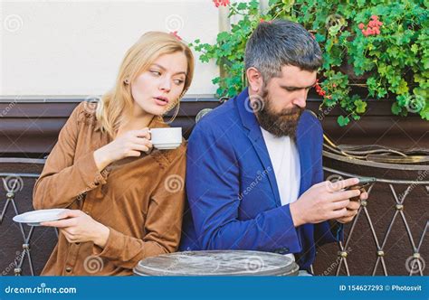 Married Lovely Couple Relaxing Together Couple Cafe Terrace Drink