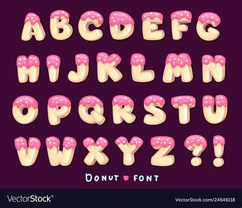 Font Donut Royalty Free Vector Image VectorStock Lettering Alphabet