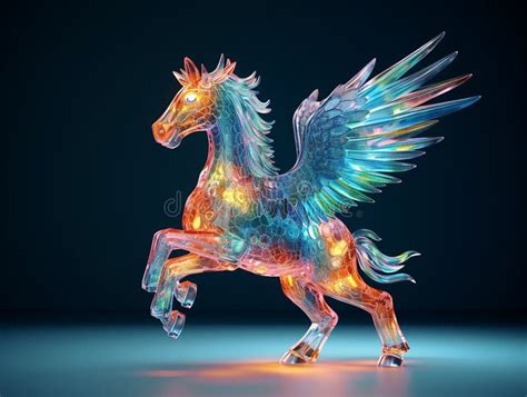 Unicornio Alado Hecho De Vidrio Sonriente Y Volante Convierte La Luz En