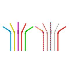 Realistic 3d Detailed Color Plastic Straws Vector Image