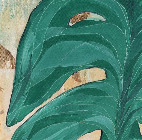 Tropical Decor Gold Leaf Painting Original Botanical Acrylic Painting