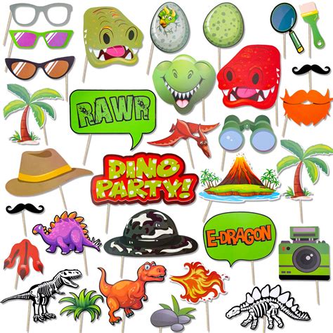 Buy Qpout Dinosaur Photo Booth Props Kit32 Count Dinosaur Birthday