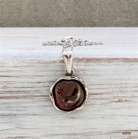 Garnet Necklace For Women 925 Sterling Silver Gemstone Pendant 12mm