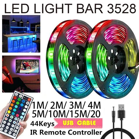 Tira De Luces LED RGB 3528 SMD Cinta Luminosa Flexible Con Control