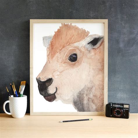 Baby Buffalo Watercolor Art Print for Kids Room or Nursery - Etsy