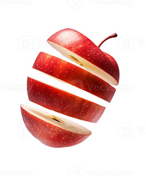 Floating Sliced Apple On Isolated Background 49089266 Png