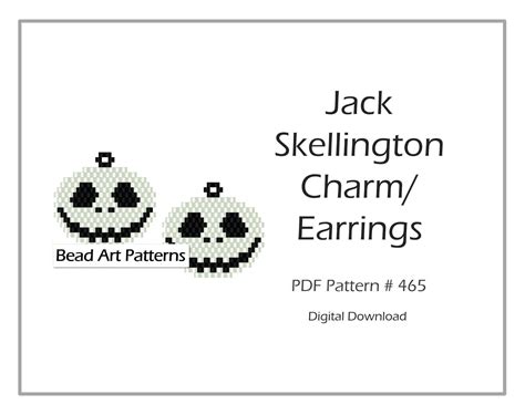 Jack Skellington Beaded Charm Earrings Brick Stitch Pdf Pattern For