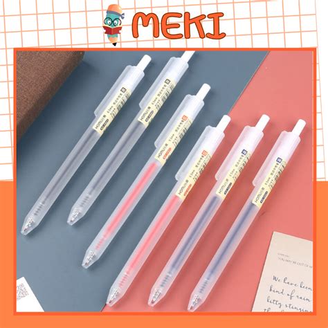 Bút Bi Bấm Mực Gel Dupe Muji 0 5mm Cao Cấp Viết Trơn Ra Mực Đều Đồ