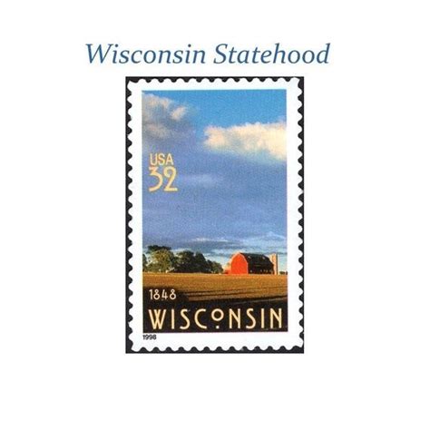 32c WISCONSIN Statehood Stamp Vintage Unused US Postage Stamp Pack Of