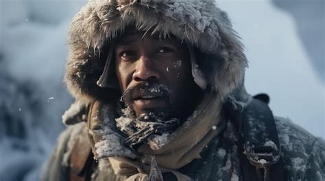 Premium Photo Man Wearing Fur Hat And Jacket In The Snow