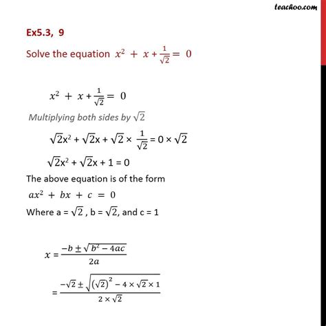 Question 9 Chapter 5 Class 11 Cbse Solve X2 X 1root2